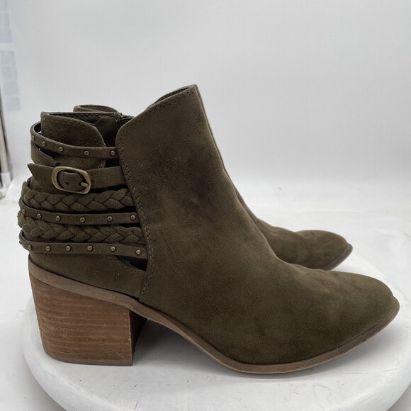 Carlos by Carlos Santana Women's Ankle Size 10 Brown Bootie Zip Sides Suede Heel - Picture 1 of 16